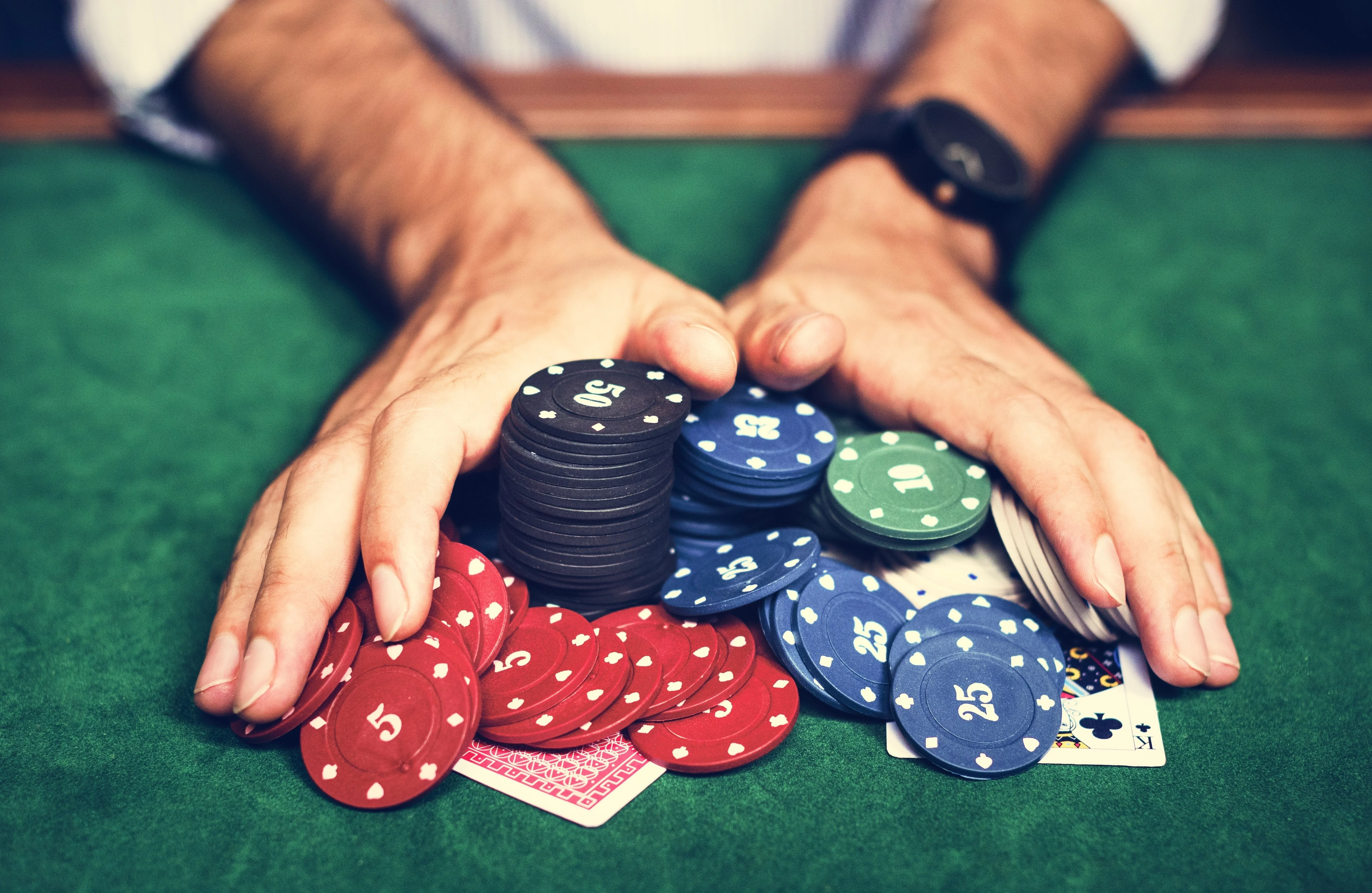 Professional live dealer studio with gaming table